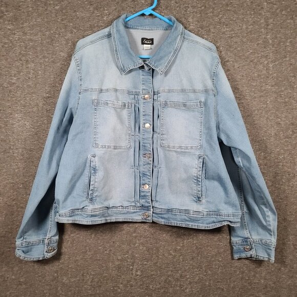 Simply Emma Women's Light Blue Jean Jacket Size 2X - Picture 1 of 14
